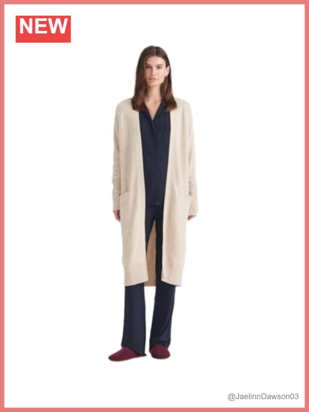 100% Cashmere Duster Cardigan Midi Length Long Sleeve Sweater